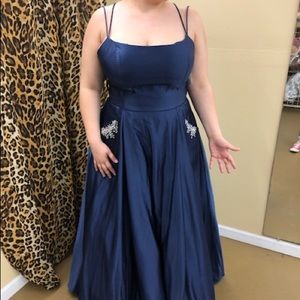Navy blue ball gown dress